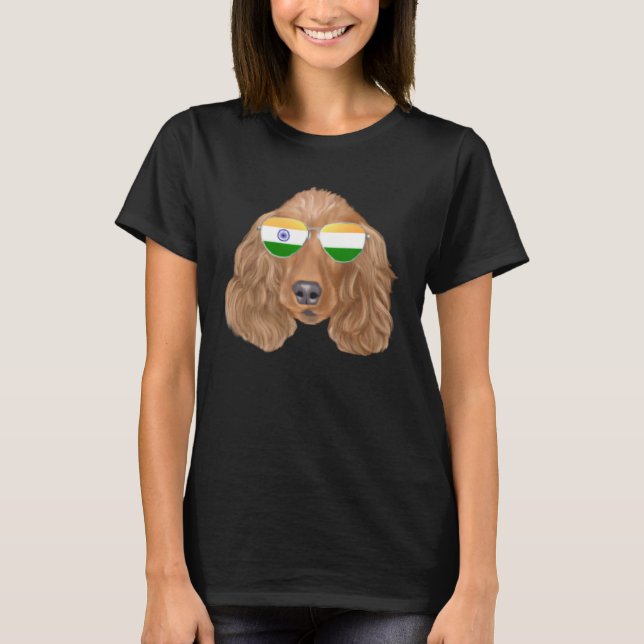 India Flag Cocker Spaniel Dog India Pocket T Shirt (Framsida)
