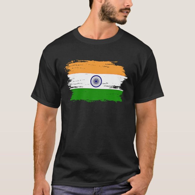 India Flag for Proud German Indian T Shirt (Framsida)