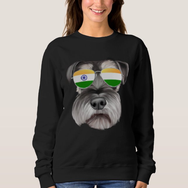 India Flag Miniature Schnauzer Dog India Pocket T Shirt (Framsida)