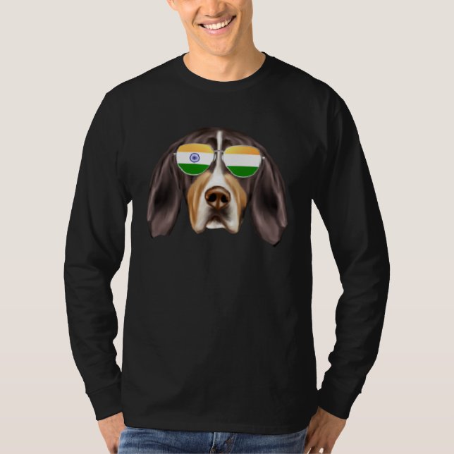 India Flag Treeing Walker Coonhound Dog India Pock T Shirt (Framsida)