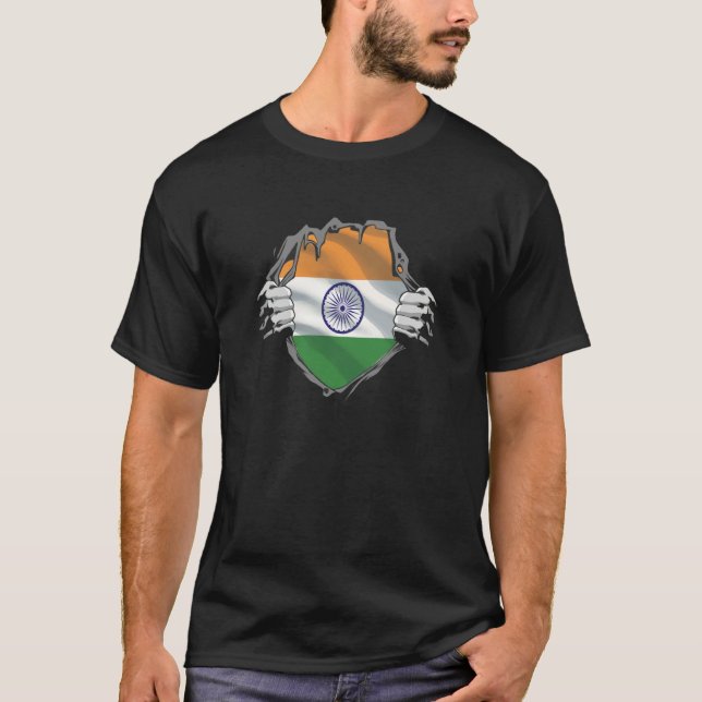 India flag under clothing Indian Indian T Shirt (Framsida)