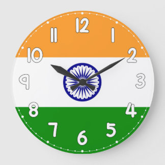 India Flag Wall Clock – Patriotic Indian Decor Stor Klocka