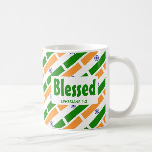 INDIA FLAGGA Anpassningsbar Scripture BLESSEED Ind Kaffemugg