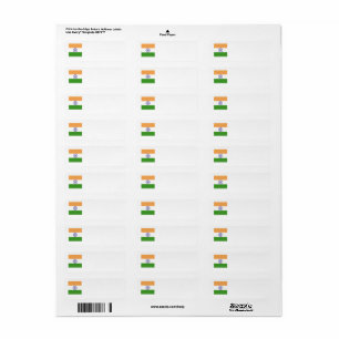 India Flagga Emblem Returadress Etikett