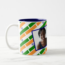 INDIA FLAGGA-fotomall Lägg till text Två-Tonad Mugg