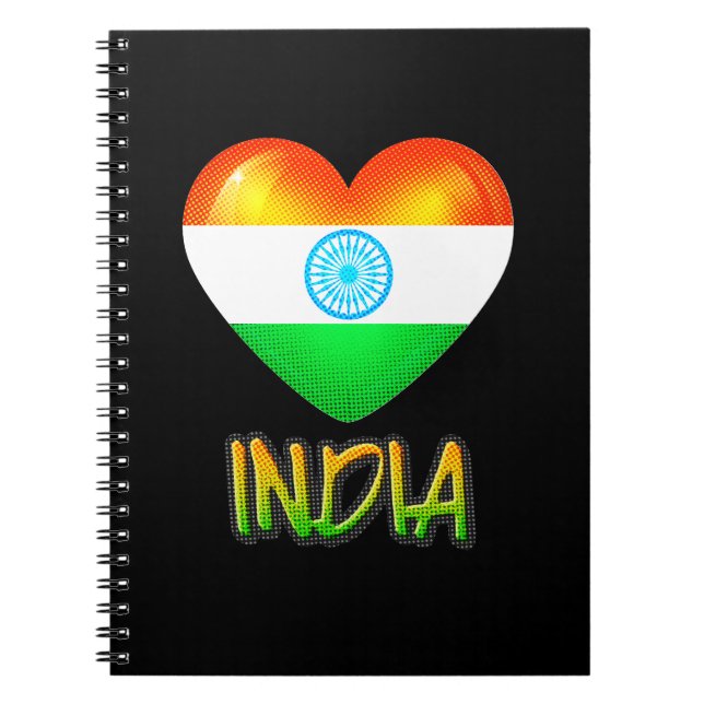 India Flagga Heart Cutout Anteckningsbok (Framsidan)