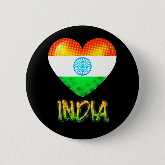 India Flagga Heart Cutout Knapp (Framsida)
