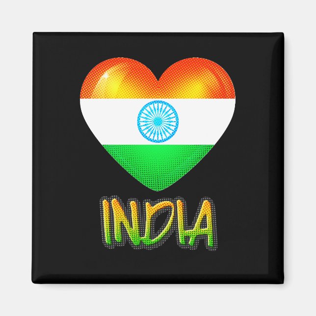 India Flagga Heart Cutout Magnet (Framsidan)