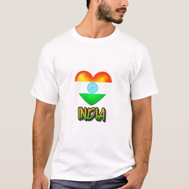 India Flagga Heart Cutout T Shirt (Framsida)