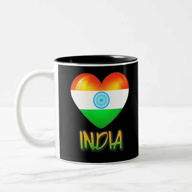 India Flagga Heart Cutout Två-Tonad Mugg (Vänster)