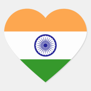 India Flagga Heart Sticker Hjärtformat Klistermärke
