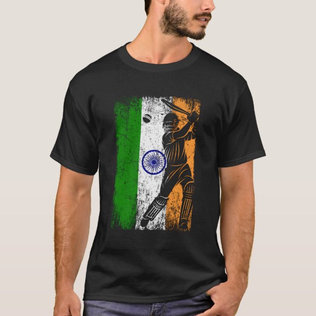 India Flagga Indian Cricket Jersey Fläkt Player Co T Shirt (Framsida)