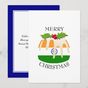 INDIA FLAGGA Julpudding festlig Julkort
