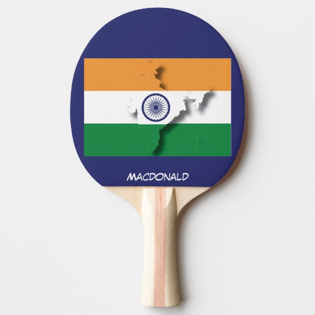 INDIA FLAGGA & KARTA Personlig BLUE Pingisracket (Framsidan)