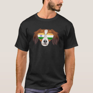 India Flagga Nederlandse Kooikerhondje Hund India  T Shirt