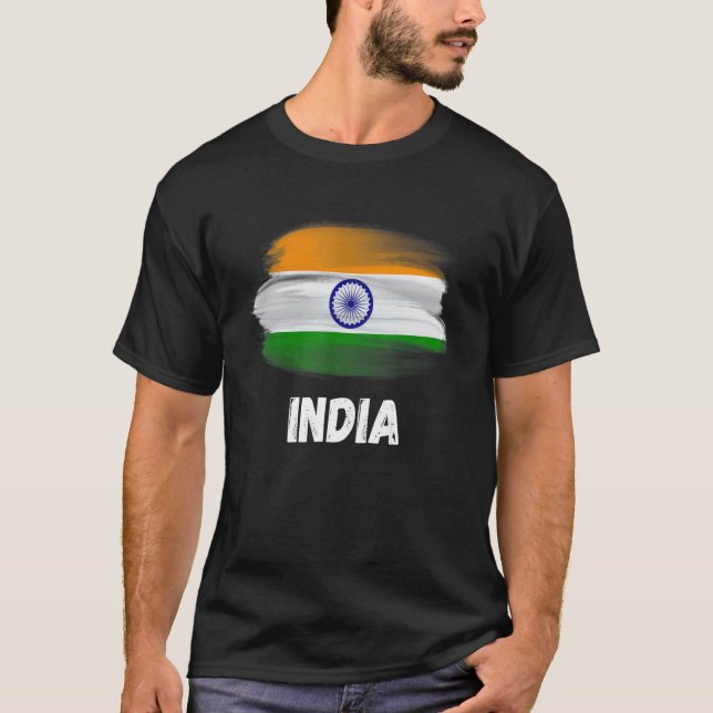 India Flagga Pride Retro Indian Flagga Family Matc T Shirt (Framsida)