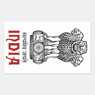 INDIA - försegling/emblem/blazon/jacka av arm Rektangulärt Klistermärke