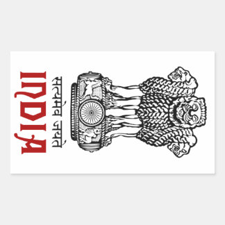INDIA - försegling/emblem/blazon/jacka av arm Rektangulärt Klistermärke