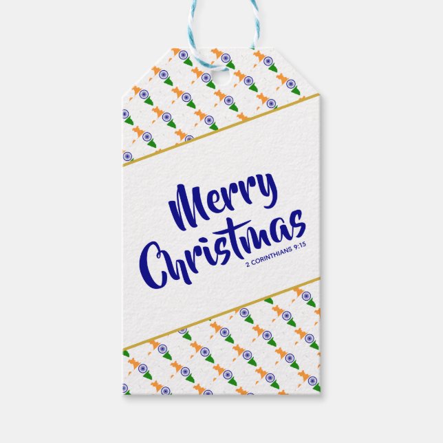 INDIA God jul Anpassningsbar Christian Scripture Presentetikett (Framsidan)