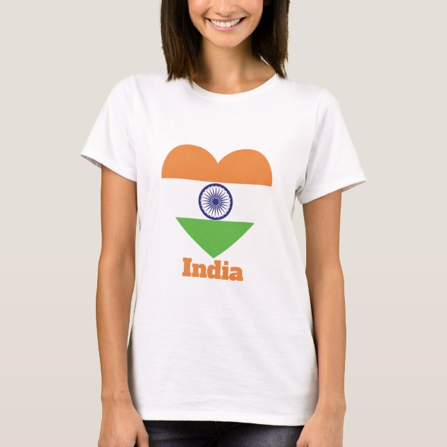 India Heart Flagga T Shirt (Framsida)