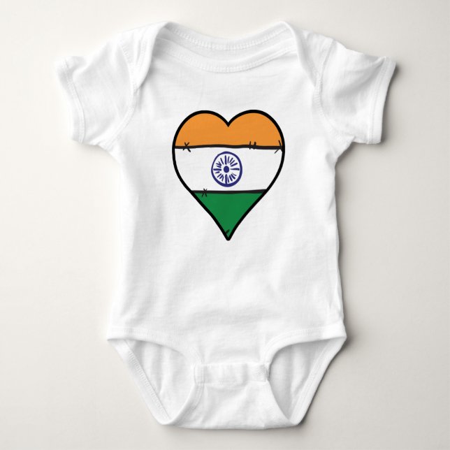 India Heart Indian Flagga T Shirt (Framsida)