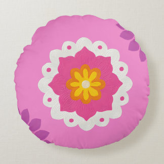 india inspirerad till rosa och lila pastel mandala rund kudde