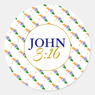 INDIA John 3:16 Gud så älskade världen Runt Klistermärke