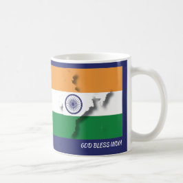 INDIA KARTA Anpassad BLUE för skript Kaffemugg