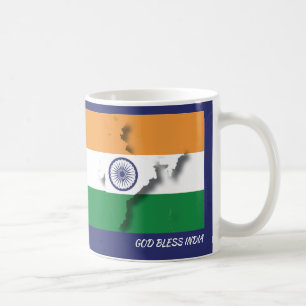 INDIA KARTA Anpassad BLUE för skript Kaffemugg