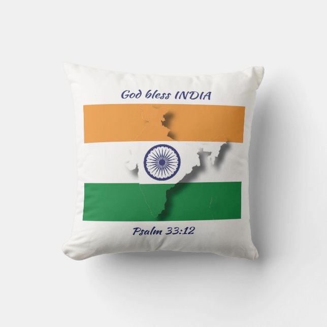 INDIA KARTA Patriotic Scripture Anpassningsbar WHI Kudde (Framsida)