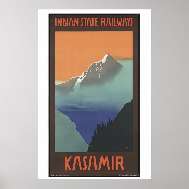 India Kashmir Vintage Travel Poster - Framed (Framsidan)