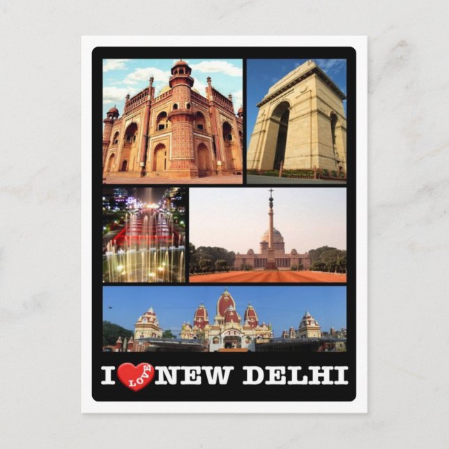 India - New Delhi - I Love - Vykort (Framsida)