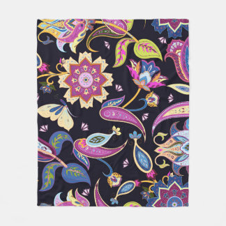 India Paisley Seamless Blommigt Ornament Fleecefilt