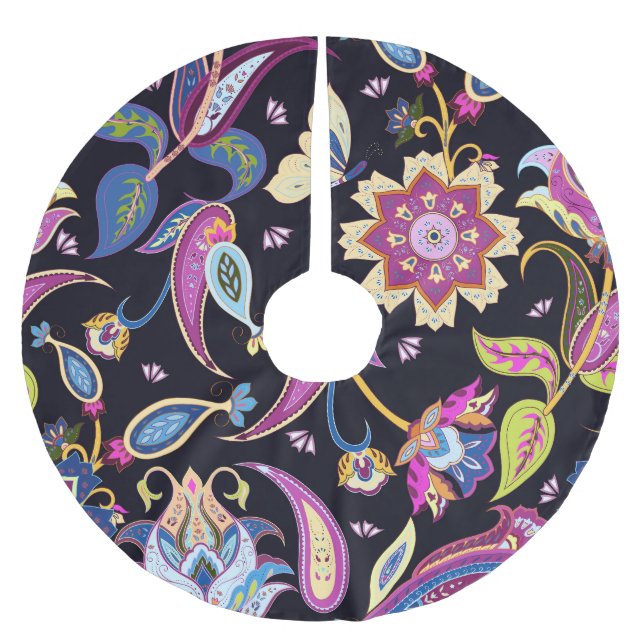 India Paisley Seamless Blommigt Ornament Julgransmatta Borstad Polyester (Framsidan)