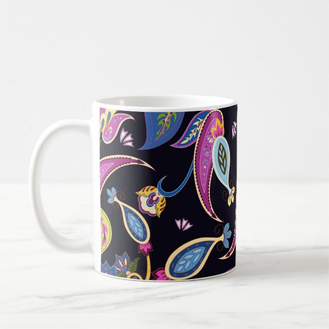 India Paisley Seamless Blommigt Ornament Kaffemugg (Vänster)