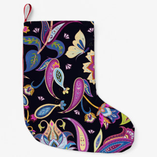 India Paisley Seamless Blommigt Ornament Liten Julstrumpa