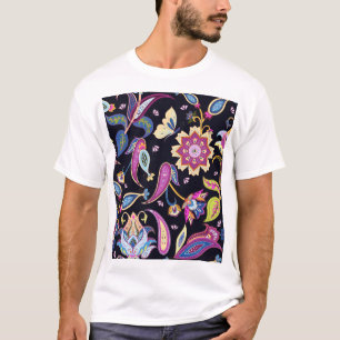 India Paisley Seamless Blommigt Ornament T Shirt