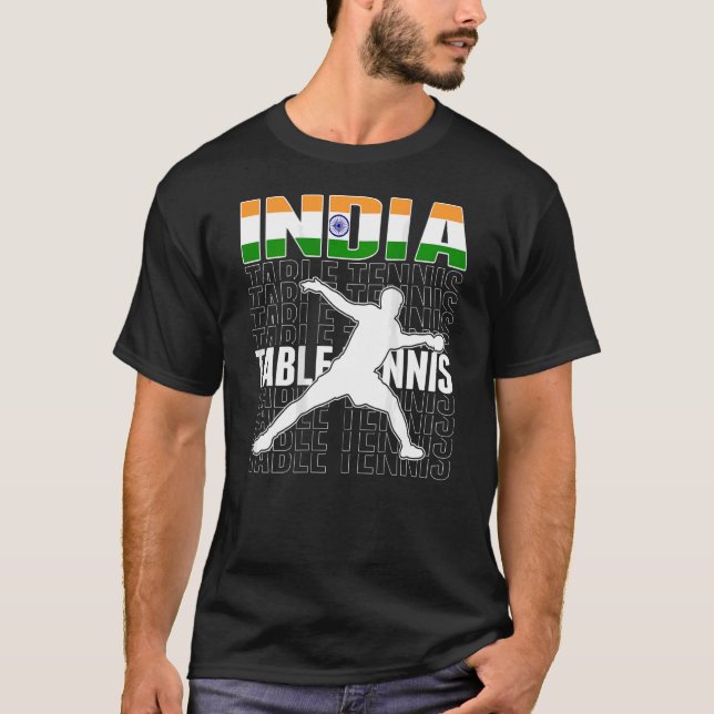 India Ping Pong Proud Indian Bord Tennis Support T Shirt (Framsida)