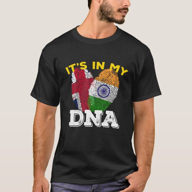 India Proud Flagga Day Hindi DNA Ashoka Chakra UK  T Shirt (Framsida)