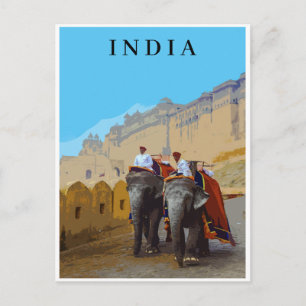 India Retro Stil Elephants Travel Vykort