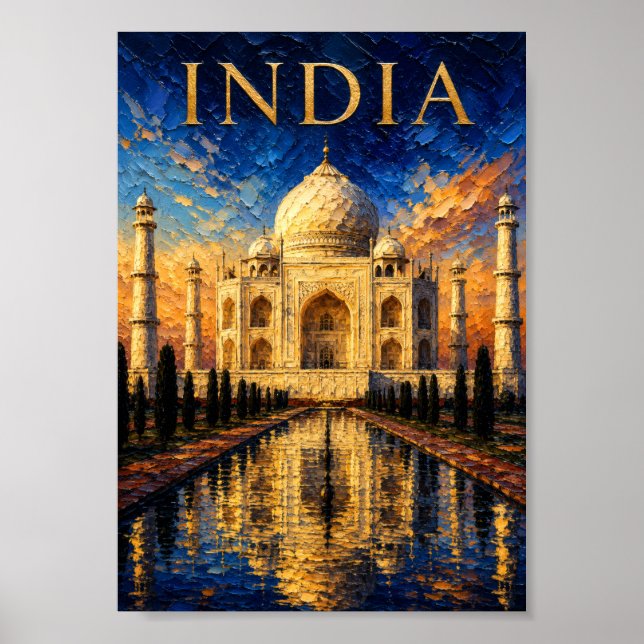 India: Sunrise Glow Taj Mahal Art Souvenir Poster (Framsidan)