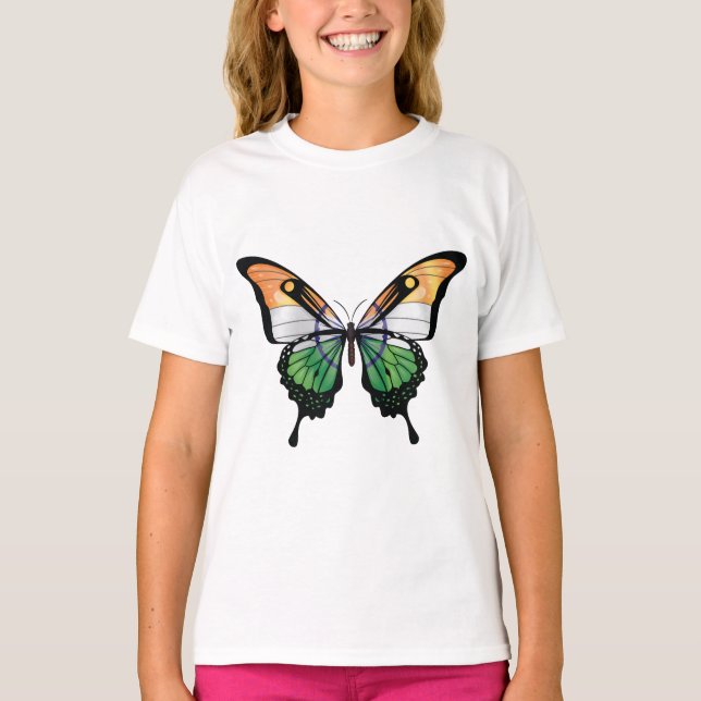 India Swallowtail Butterfly Flagga Sticker T Shirt (Framsida)