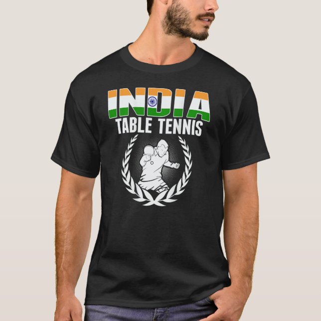 India Table Tennis  Indian Ping Pong Supporter Spo T Shirt (Framsida)