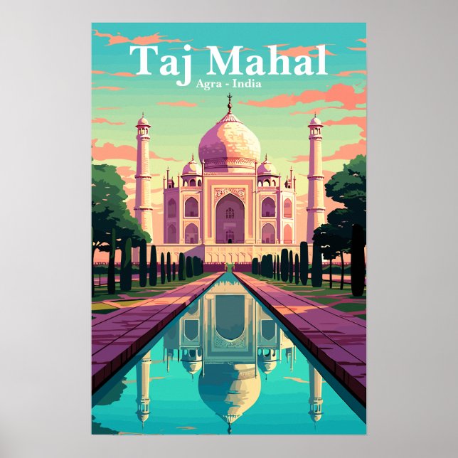 India Taj Mahal vintage travel poster (Framsidan)