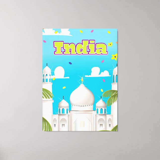 India Tecknad Travel print. Canvastryck (Framsida)