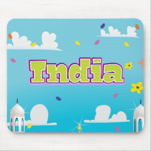 India Tecknad Travel print. Musmatta