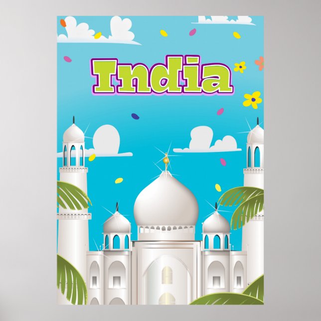 India Tecknad Travel print. Poster (Framsidan)