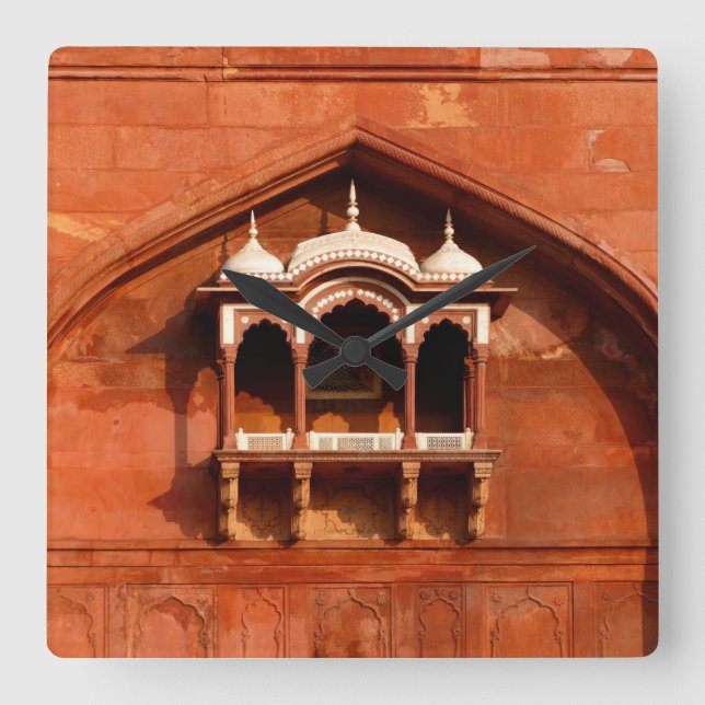 India Temple Wall Fyrkantig Klocka (Framsida)