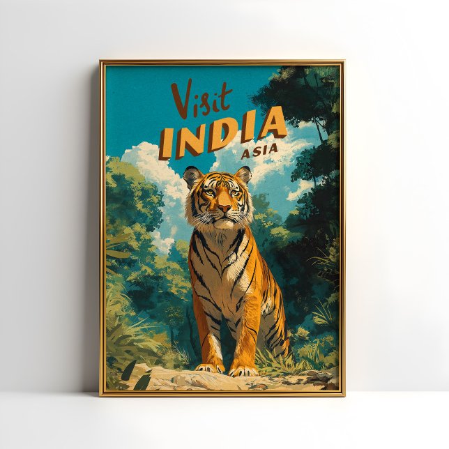 India Tiger Vintage Travel Poster (Skapare uppladdad)