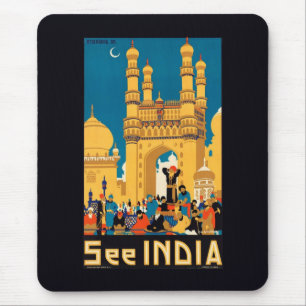 India Travel Poster mousepad Musmatta